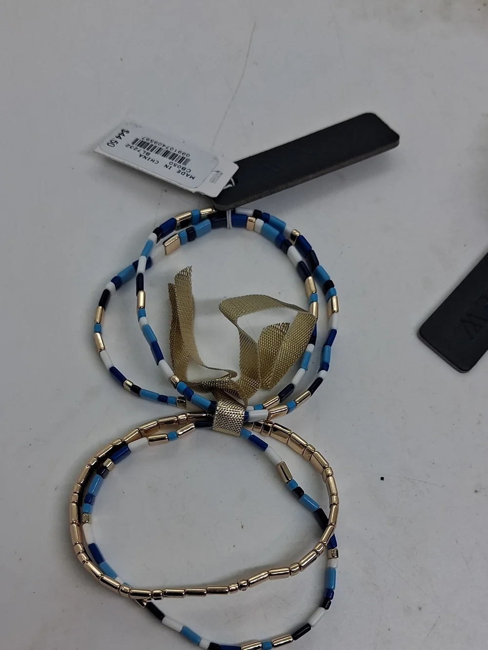 NWT J. Crew Blue White Gold Beaded & Multi-Color Floral Bracelet Set